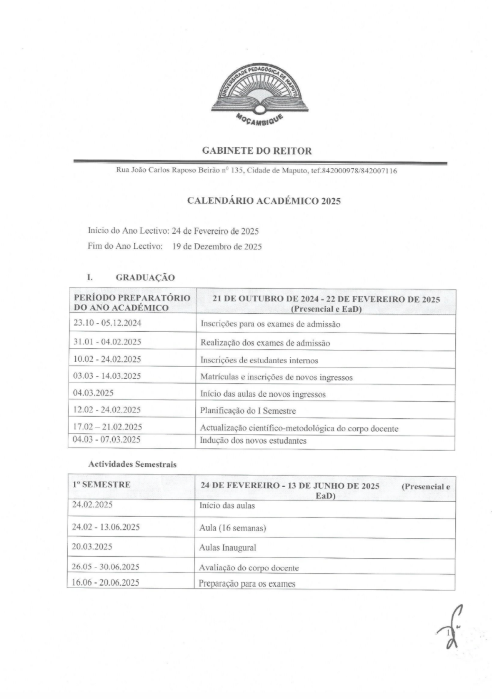 Calendário Académico 2025